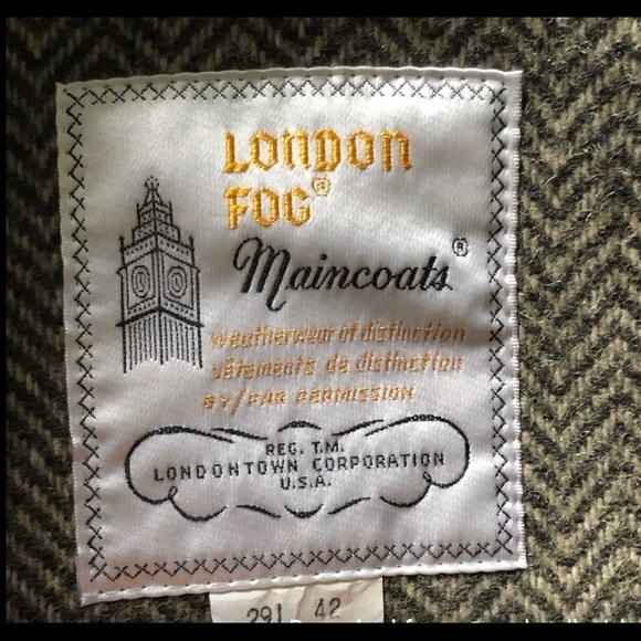 LONDON FOG men’s wool pea coat olive green zipper - Picture 2 of 6